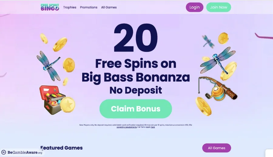 Free Spirit bingo homepage