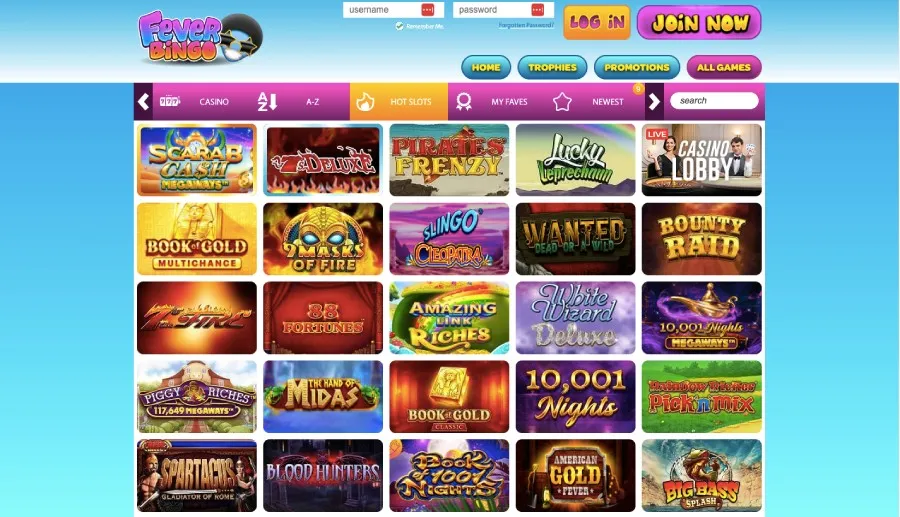 Fever bingo slots page