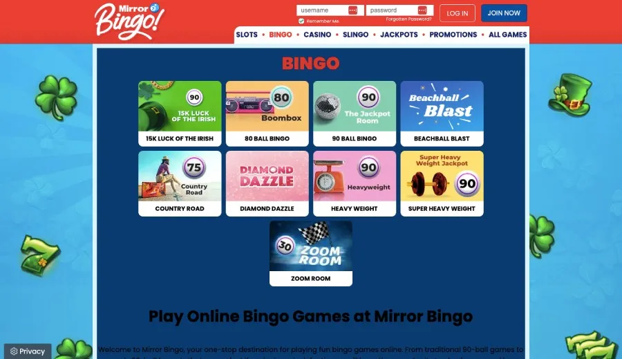 Mirror bingo bingo rooms