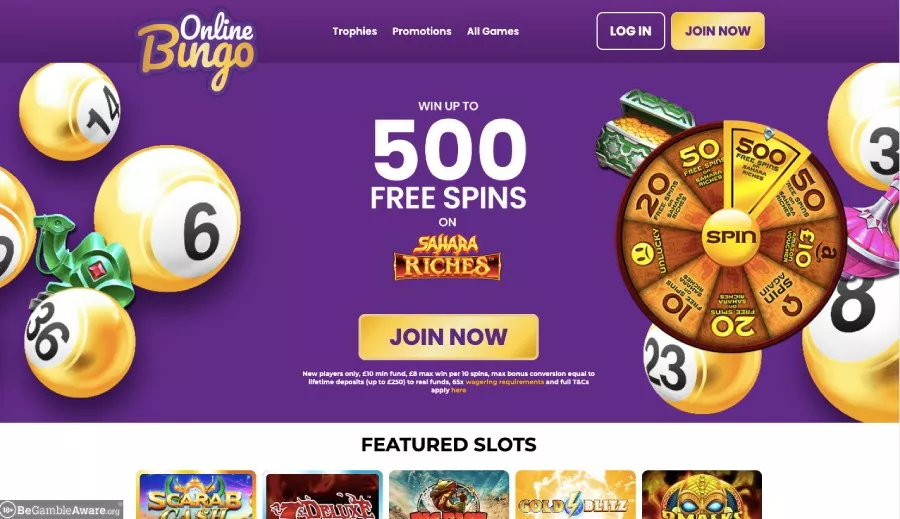 Home page of onlinebingo.com