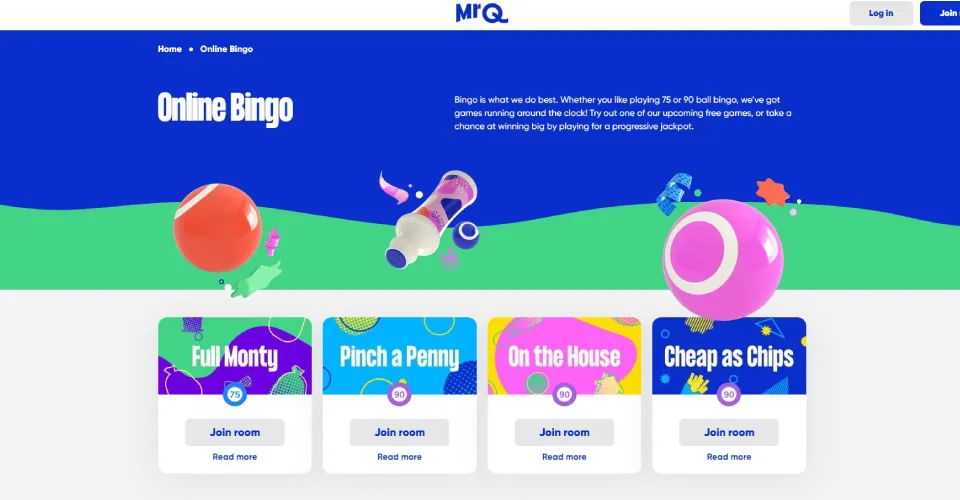 Mr Q Bingo Homepage